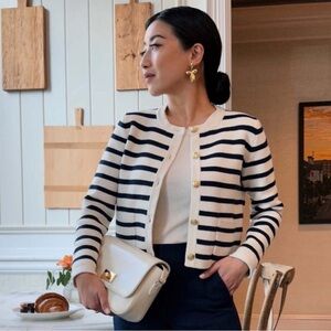J. Crew Navy and White Striped Blazer